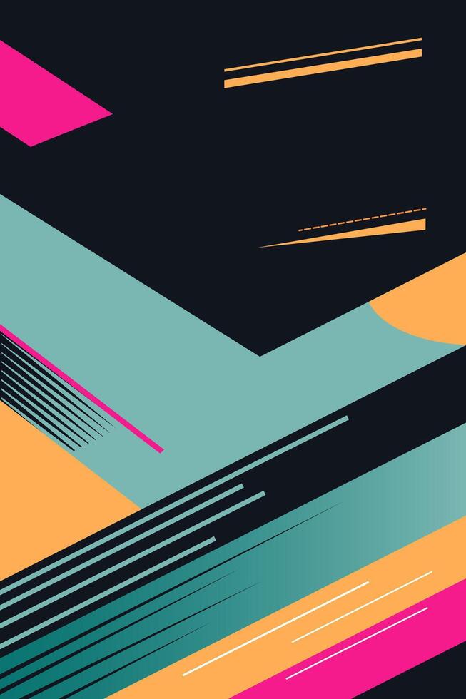 Abstract background, place for text. Trendy geometrical poster. Dark background and bright figures. Retro style. vector