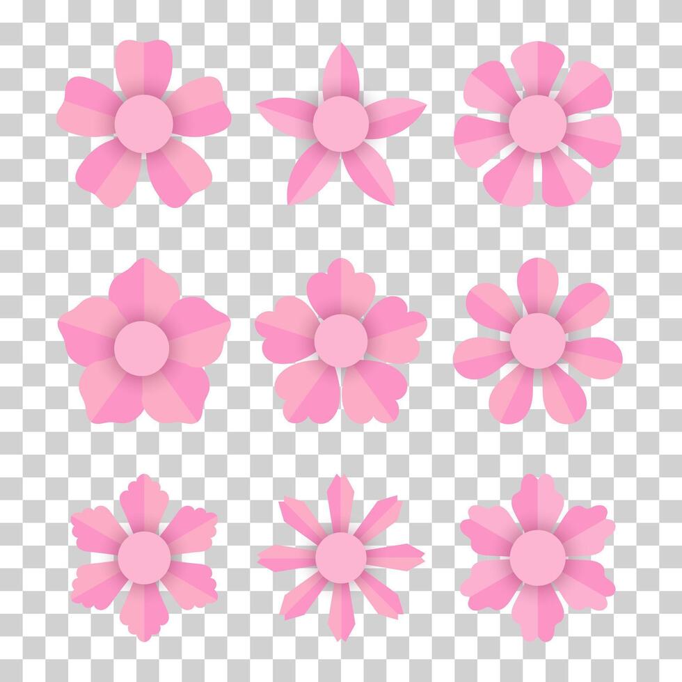 decorative flower icons set in flat style. Spring flowers silhouette collection. Floral clipart illustration. vector