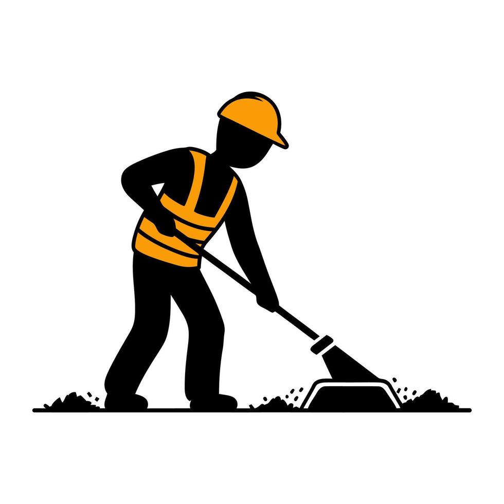 Worker Sweeping Debris Illustration of a worker cleaning a surface. vector