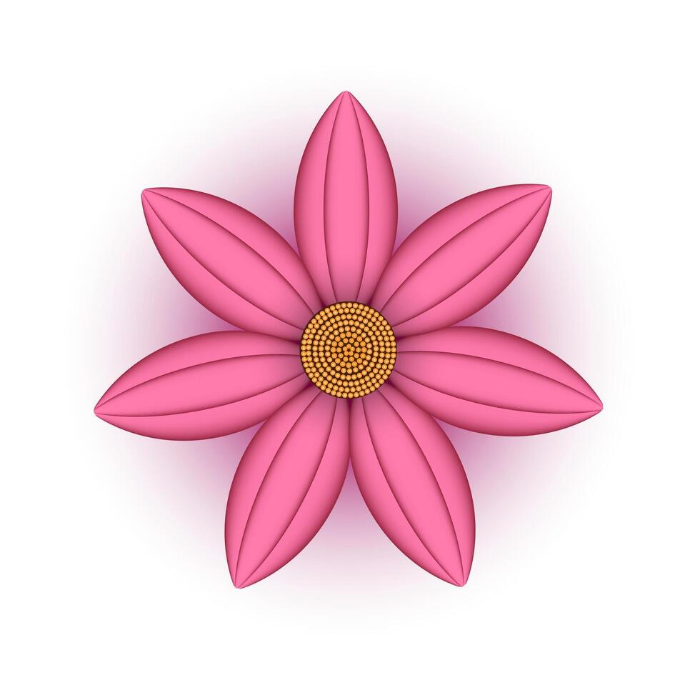 Realistic flower on white background. Pink bloom, large flower blooms in spring. illustration EPS 10. vector