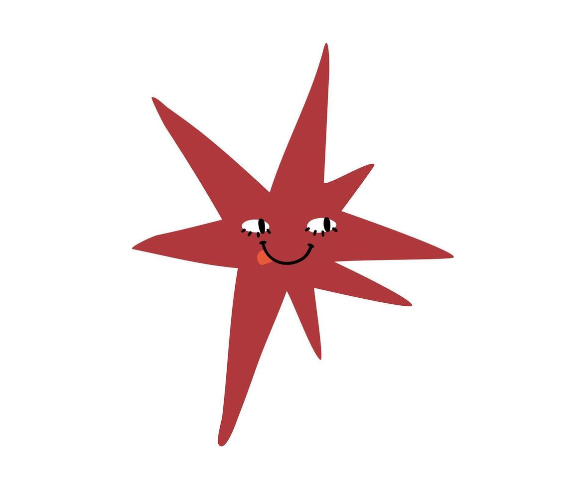 Happy Cute star with emotions drawn in flat style. Hand drawn illustration. vector