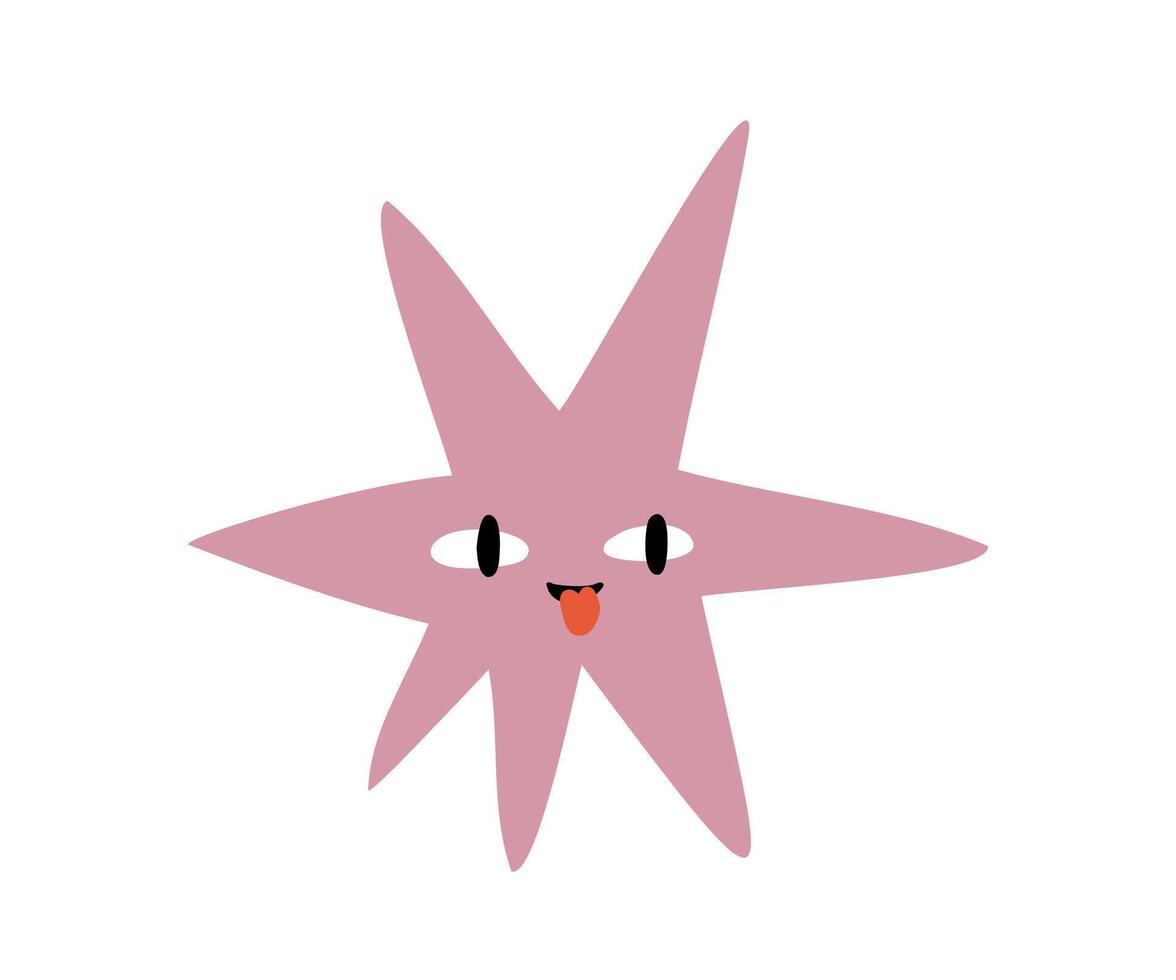 Funny Cute star with emotions drawn in flat style. Hand drawn illustration. vector