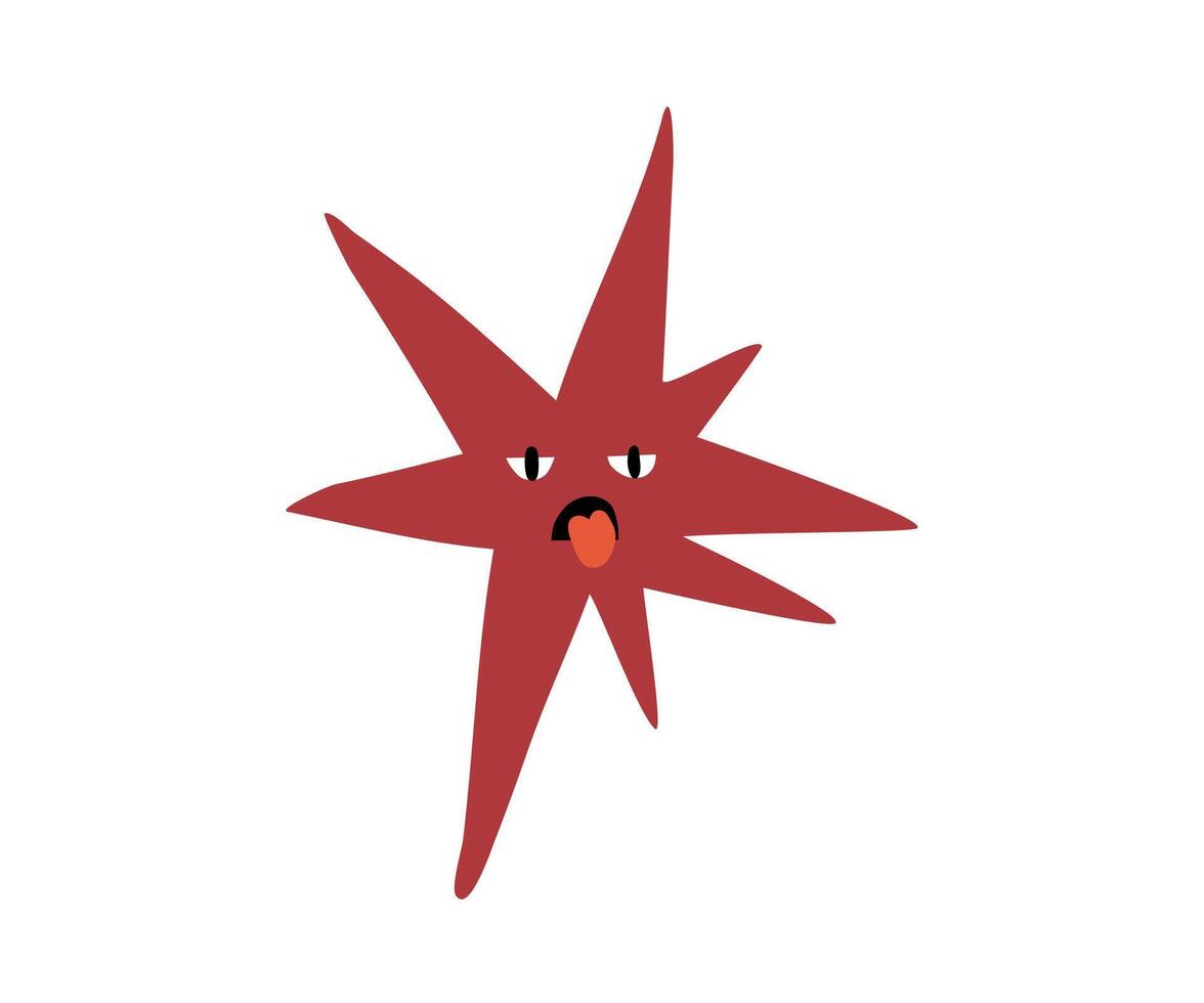 Cute star with sad emotions drawn in flat style. Hand drawn illustration. vector