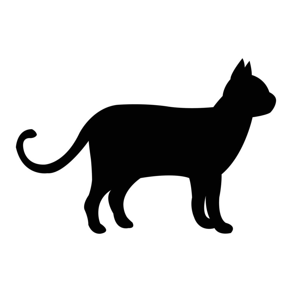 Black cat silhouette art on white background vector