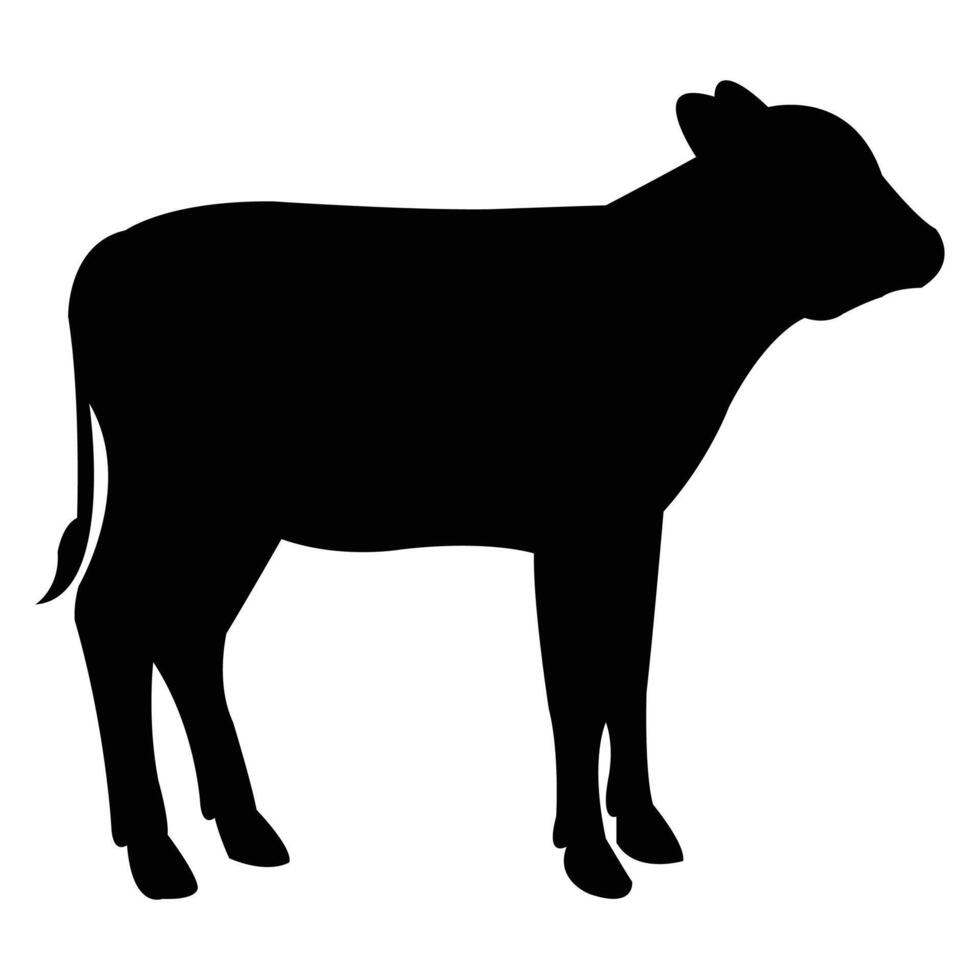 Cow baby black silhouette art vector