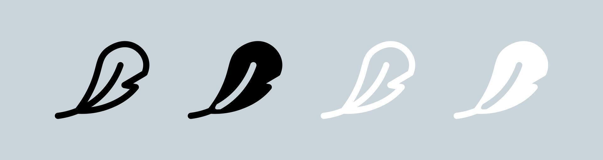 Feather icon set in black and white. Write signs illustration. vector