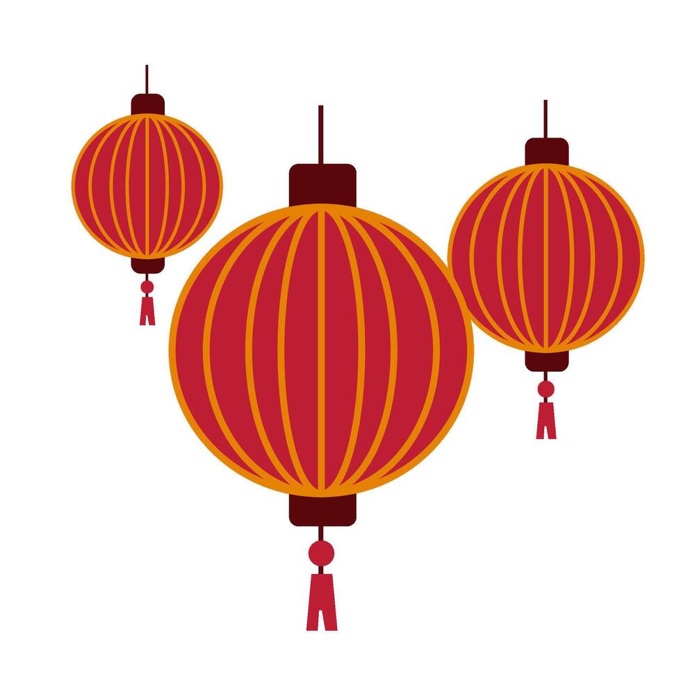 red chinese lantern ornamen vector