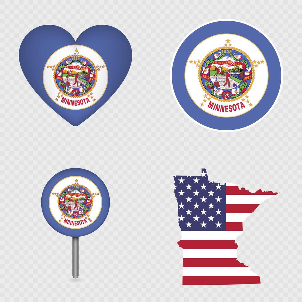 Minnesota State Flag Icons Pack. illustration. vector