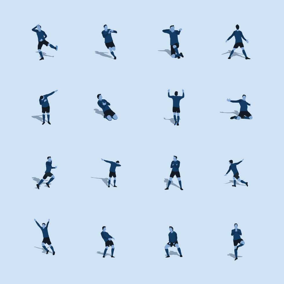 goal celebration set in soccer two tone flat illustration vector
