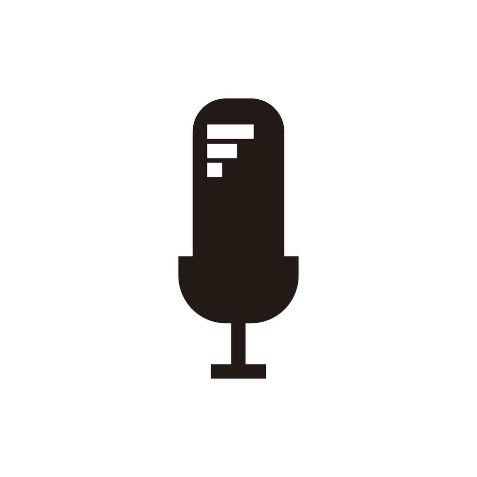 silhouette of three stripes microphone for broadcast or podcast logo or icon vector