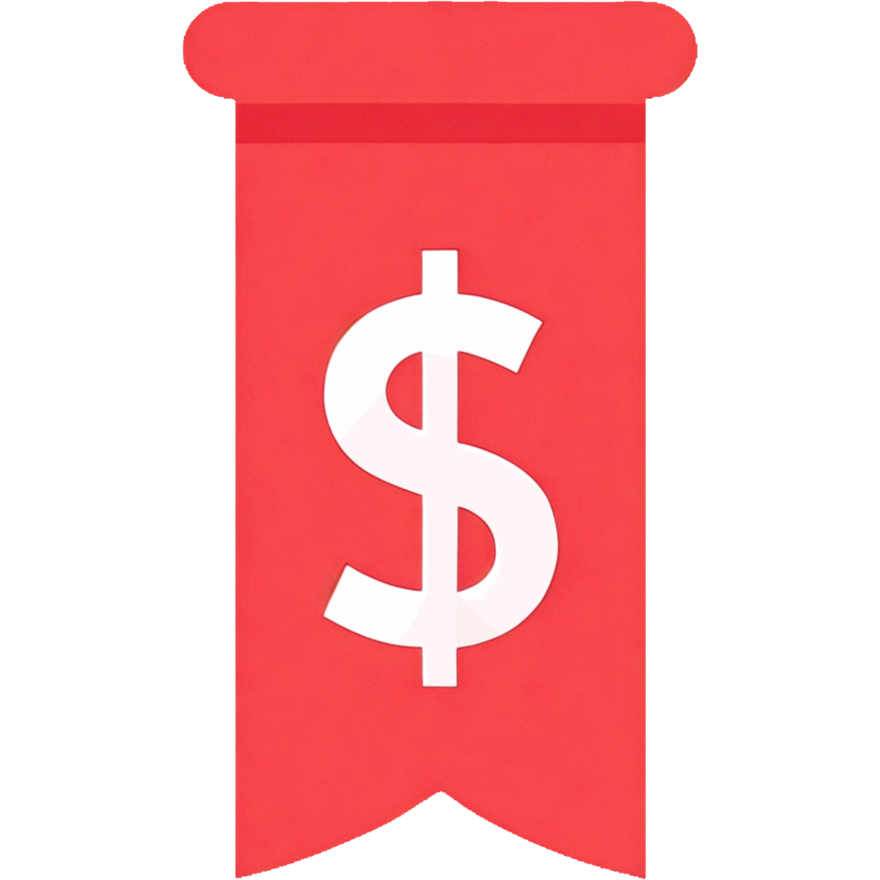Red Pennant Banner with White Dollar Sign png