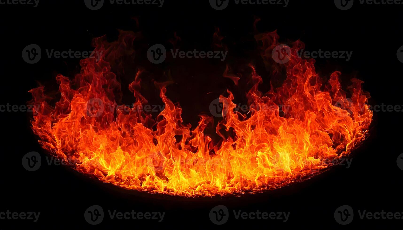 Quarter Ring of fire, vibrant orange red flames swirling dynamically on dark background, powerful, intensity, energy, power and dynamic visual branding. photo
