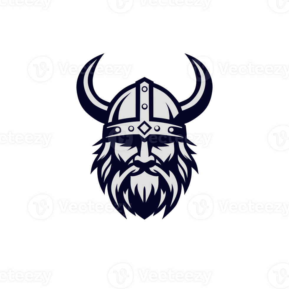 Minimalist monochrome logo design of viking helmet png