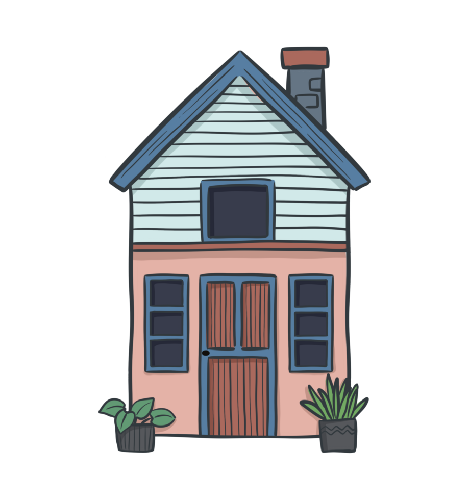 artistic cartoon hand drawn tiny house illustration png