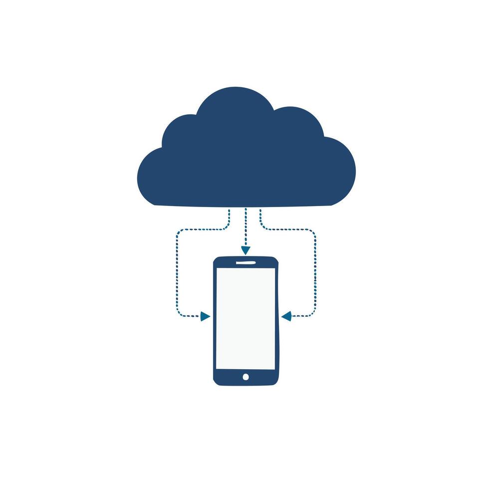 cloud connected to a smartphone vector