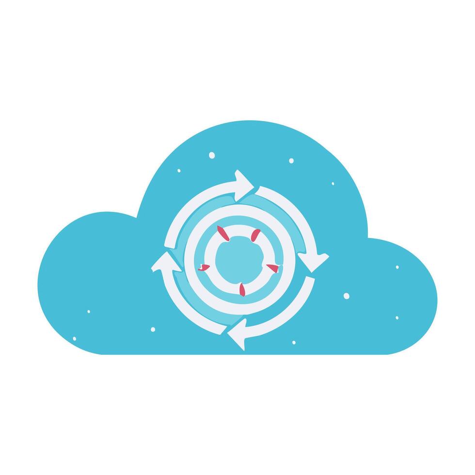 A cloud with circular arrows vector