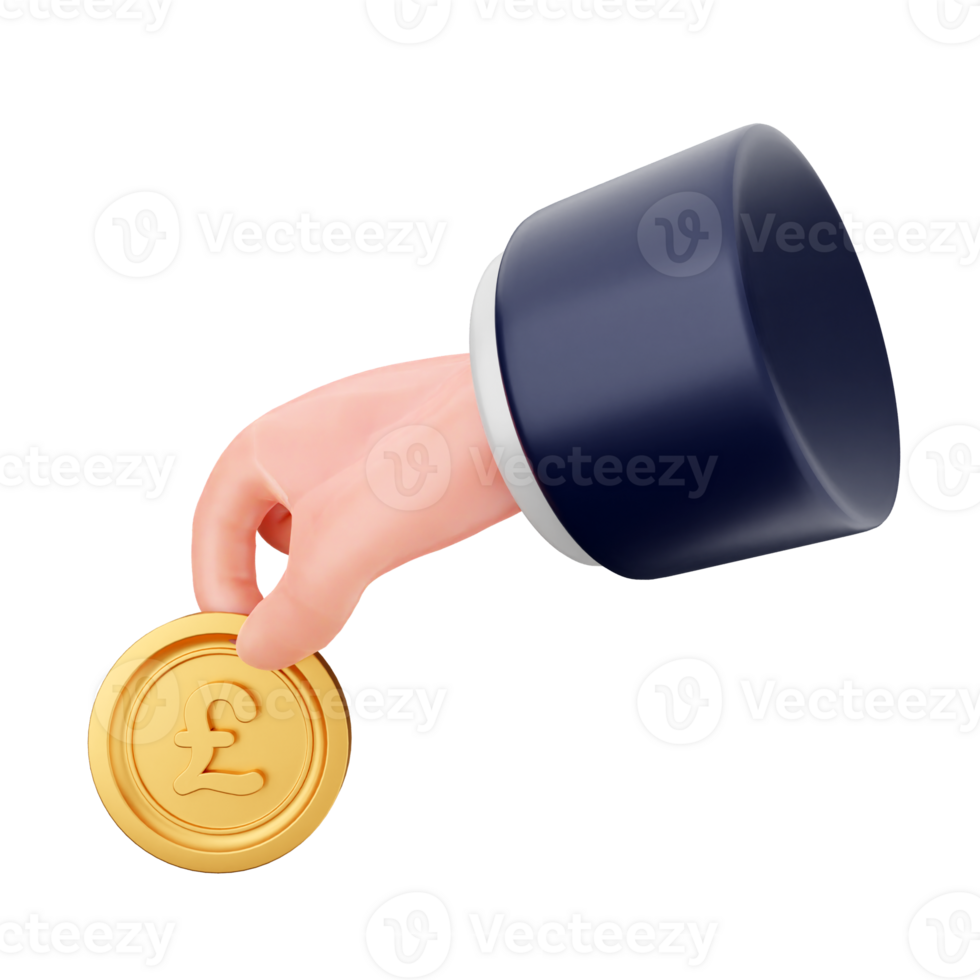 A hand holding a gold coin with a black cap png