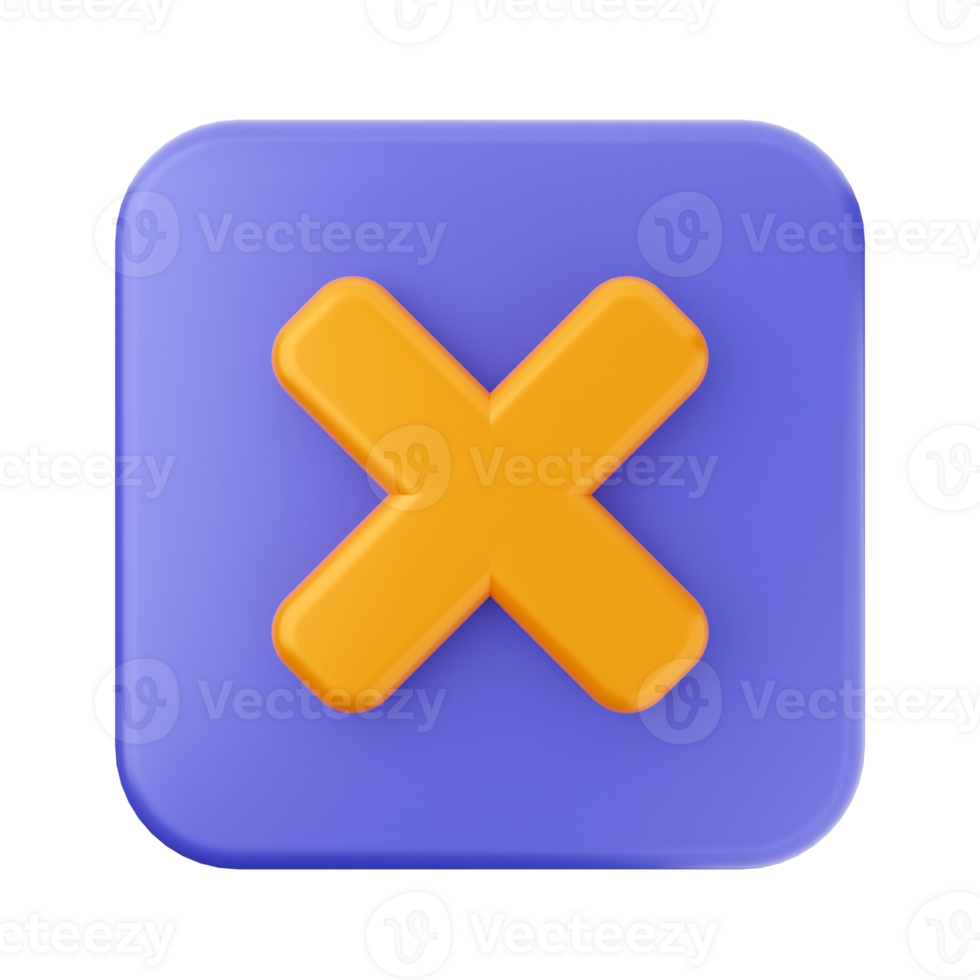 An orange x on a blue square icon png