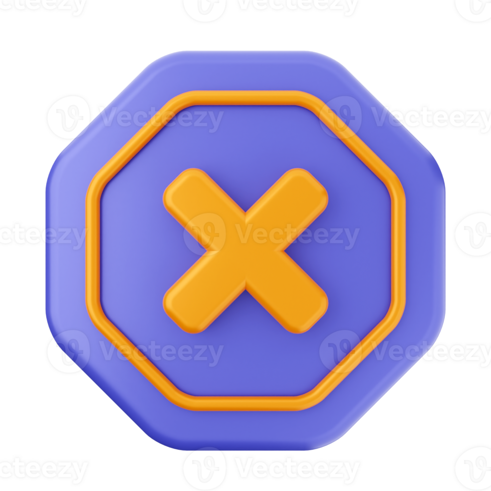 A purple octagon with an orange cross on it png