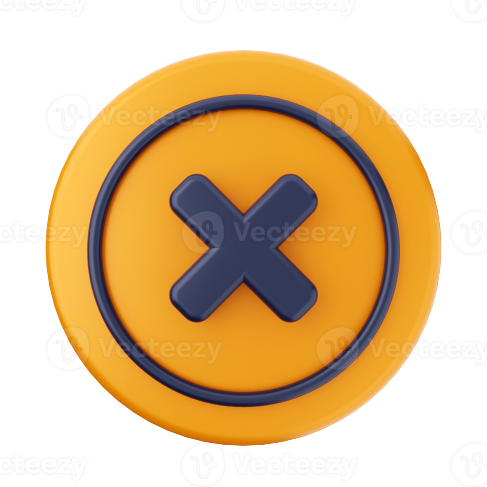 An orange and blue button with an x sign png