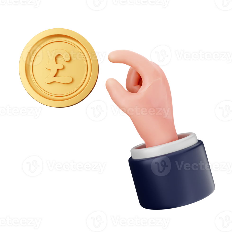 A hand holding a coin with a pound sign on it png