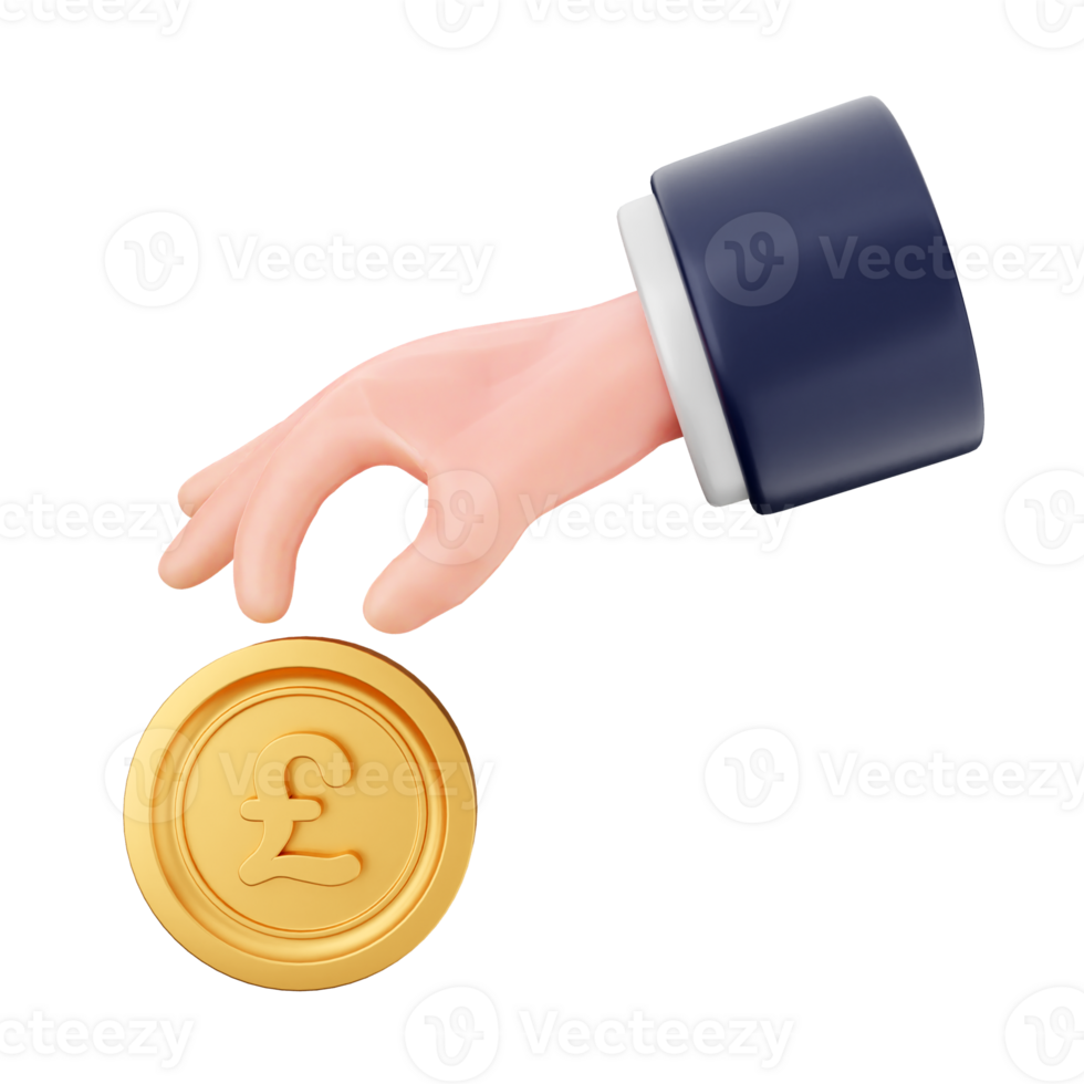 A hand holding a coin with a pound sign png