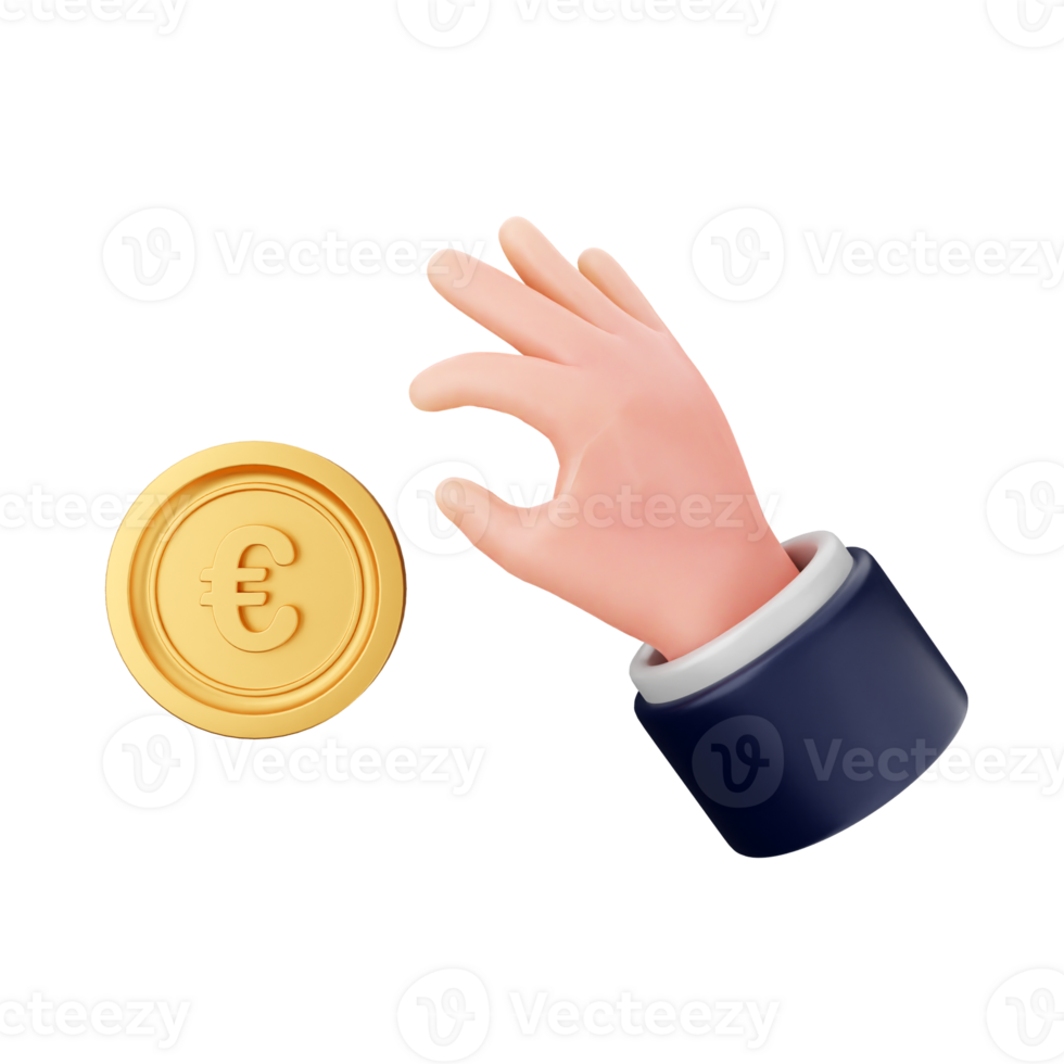 A hand reaching for a gold coin with a hand in a suit png