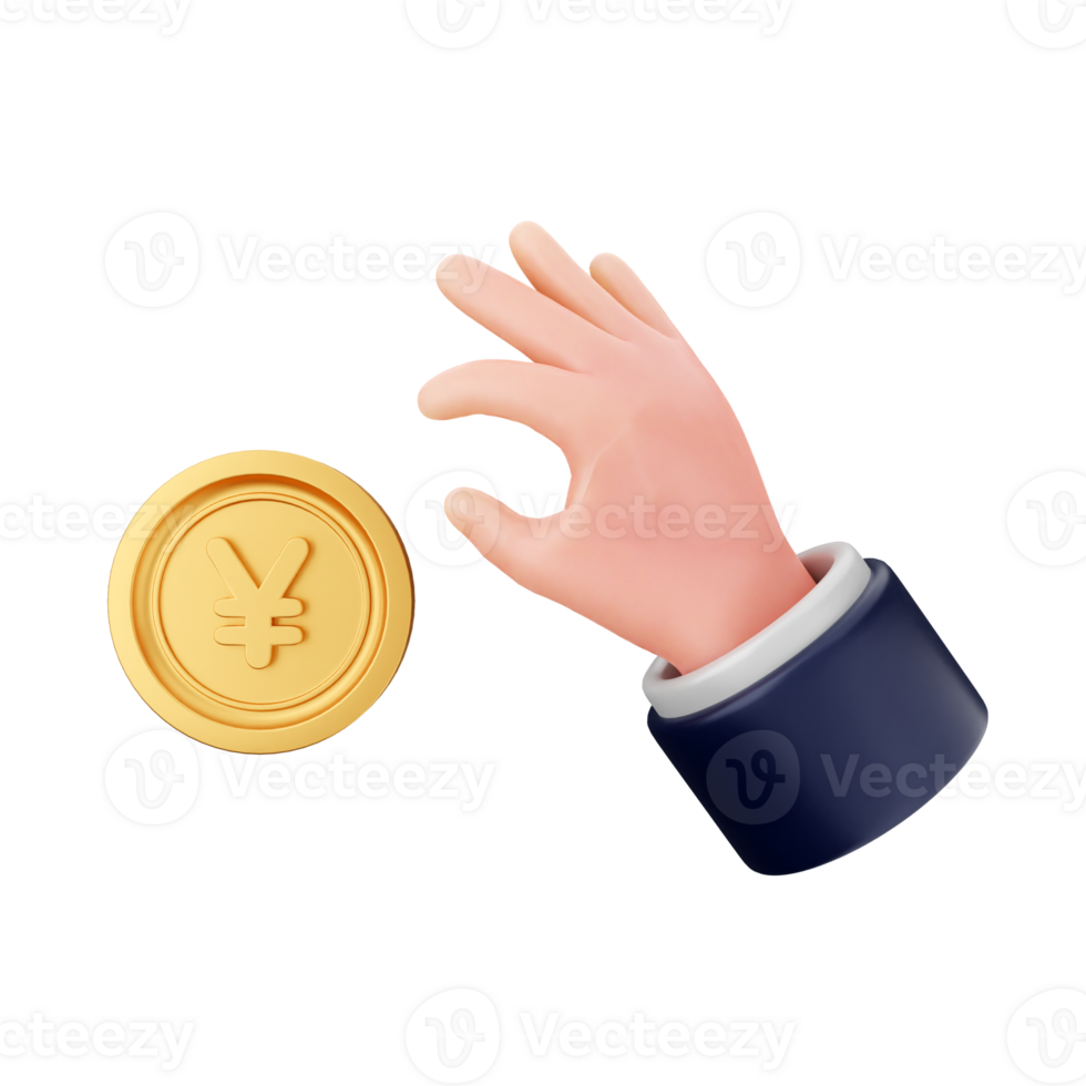 A hand holding a gold coin with a hand in front of it png