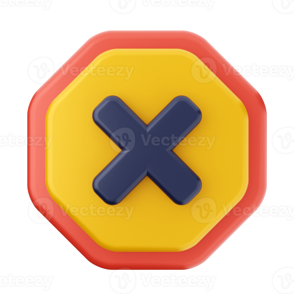 A yellow and red octagon with an x on it png