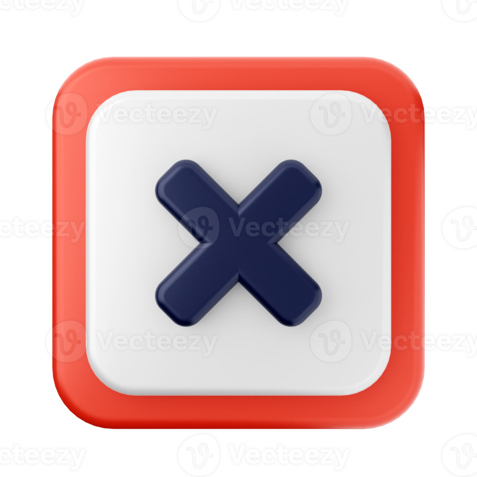 A red and white square button with an x png