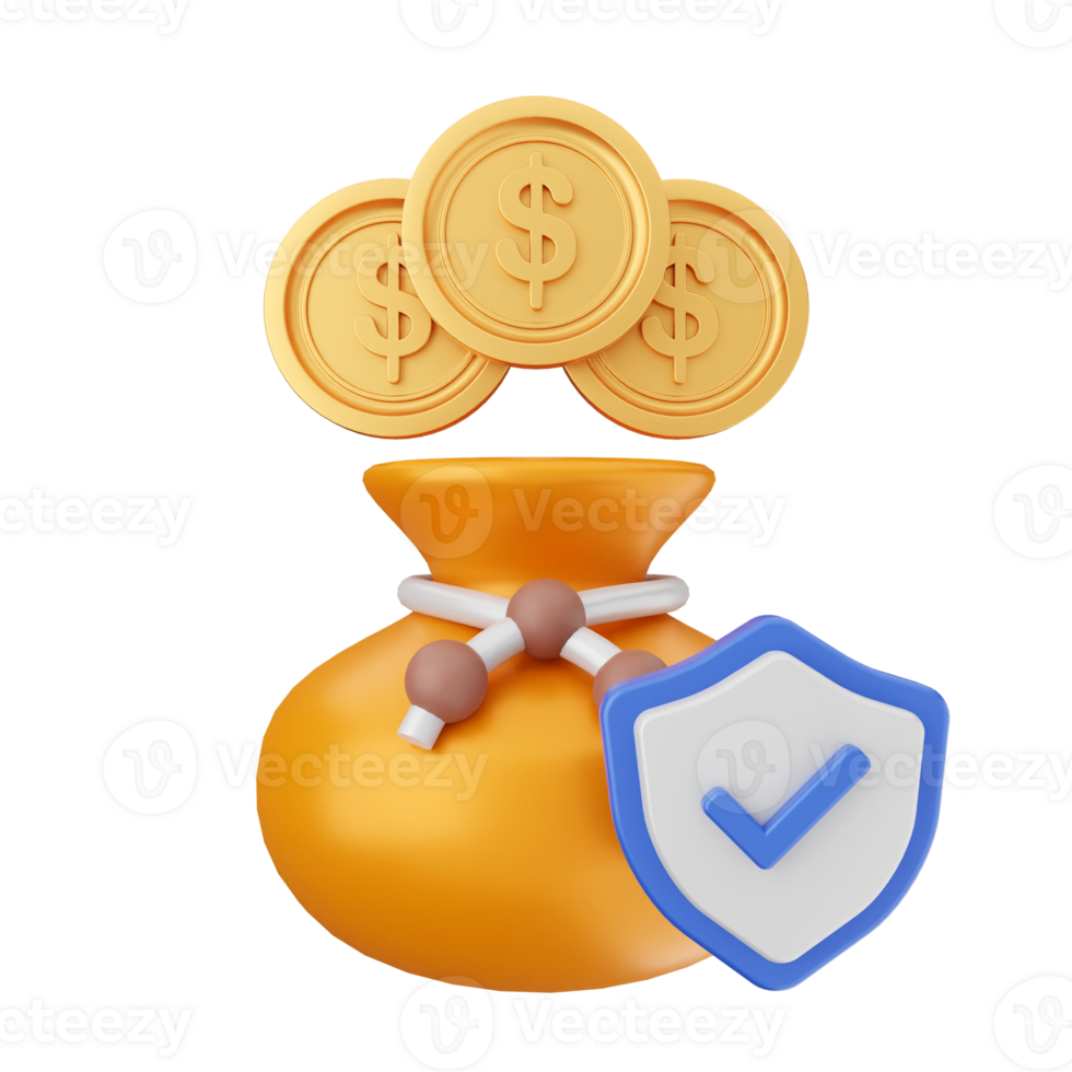 Money bag with coins and check mark png