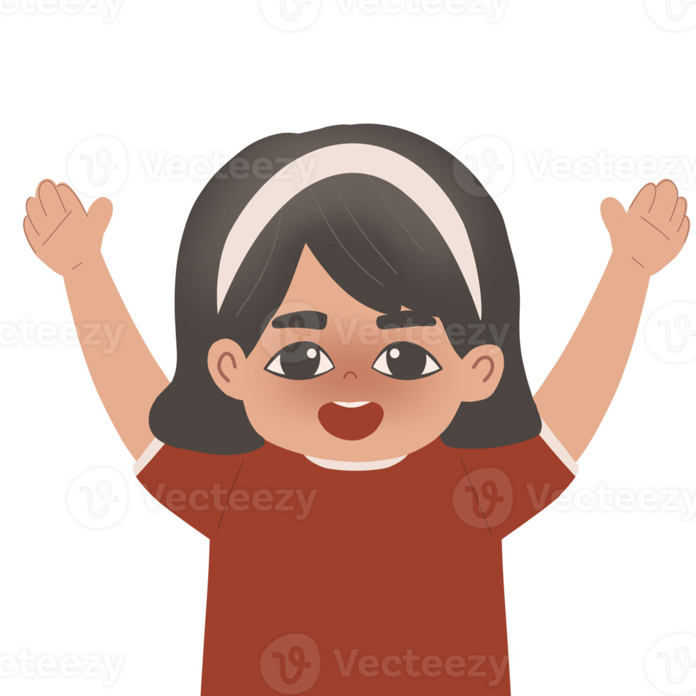 A little girl raise her hand png