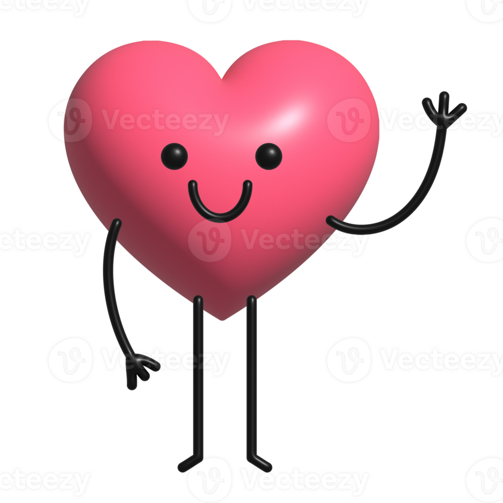 3d animated heart character png