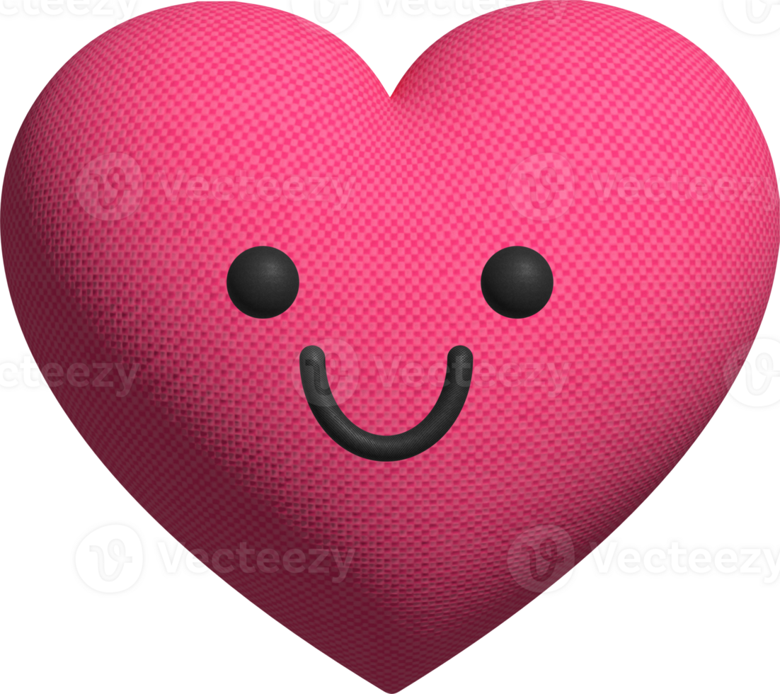 3d heart character with fabric texture png