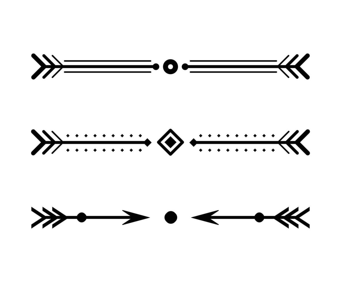 Border flourish collection. Arrow element. Set of Vintage decorative lines. Illustration EPS 10 vector