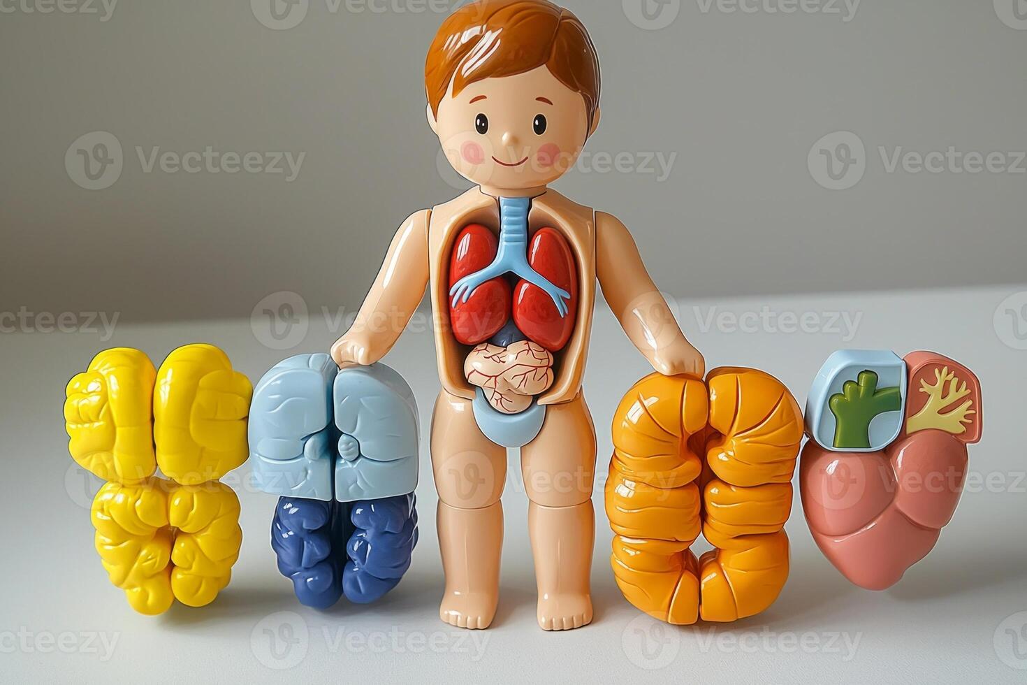 colorful anatomical doll designed for children shows removable internal organs like heart lungs and stomach photo