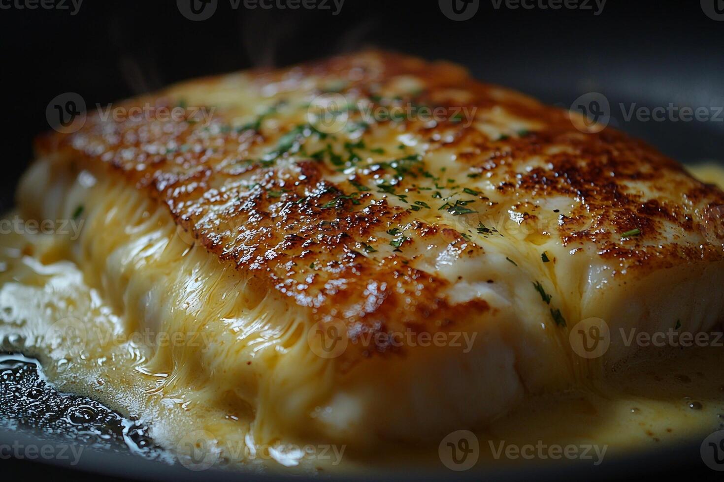 Close up of golden brown quesadilla frying in skillet showcasing crispy edges and gooey cheese filling creating enticing savory appeal in kitchen photo
