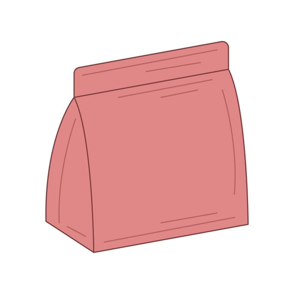 Eco packaging in flat design. Paper lunch bag, take away grocery pack. illustration isolated. vector