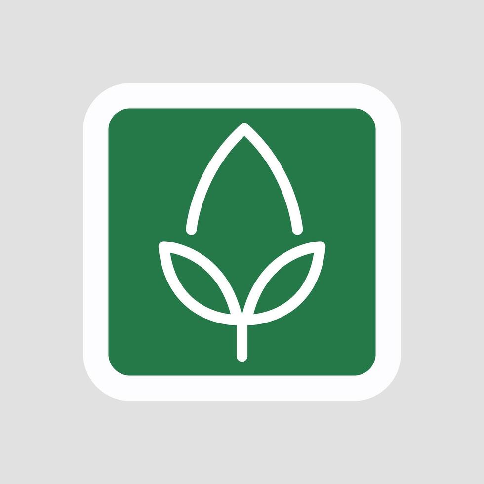 Eco friendly sticker in flat design. Plant leaves on green packaging stamp. illustration isolated. vector