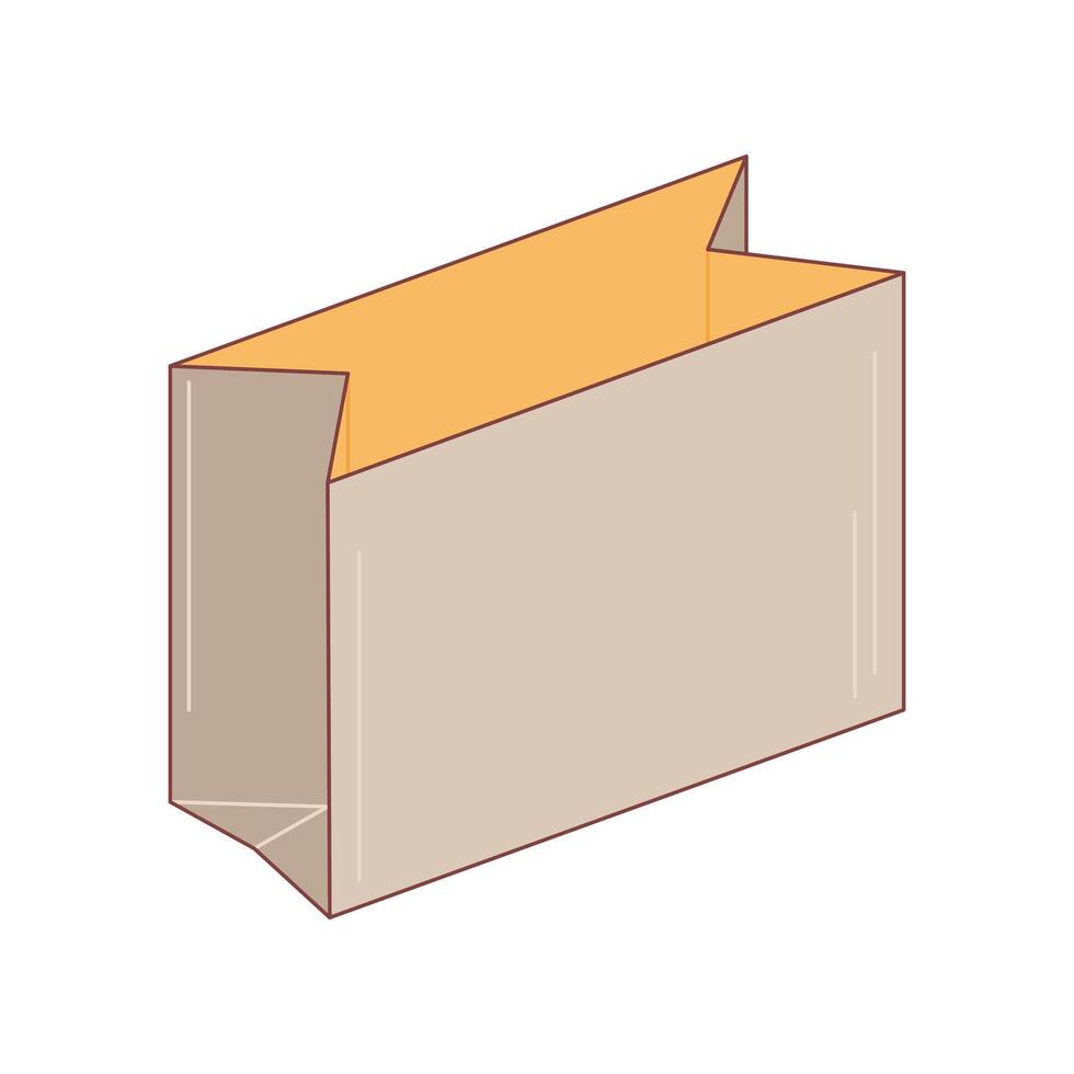 Eco packaging in flat design. Paper shopping bag and grocery carry pack. illustration isolated. vector