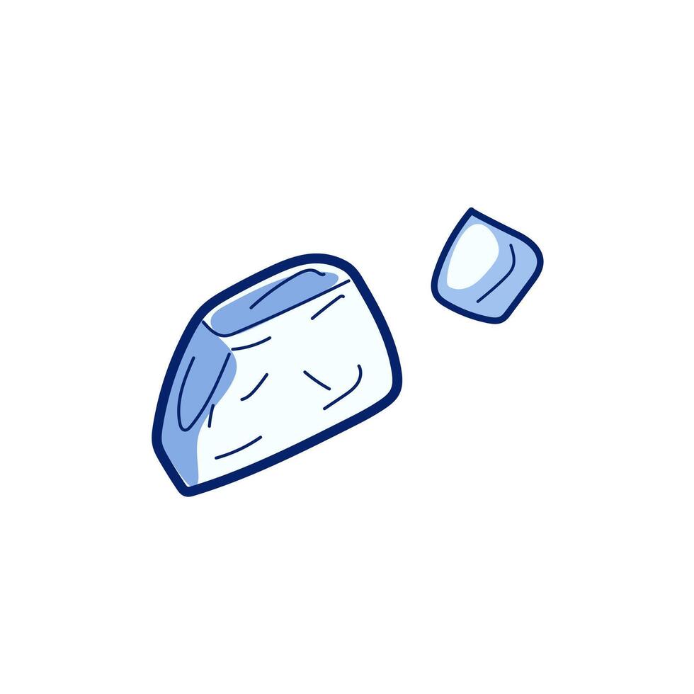 Ice cubes in flat design. Freeze square crystals for cocktail and water. illustration isolated. vector