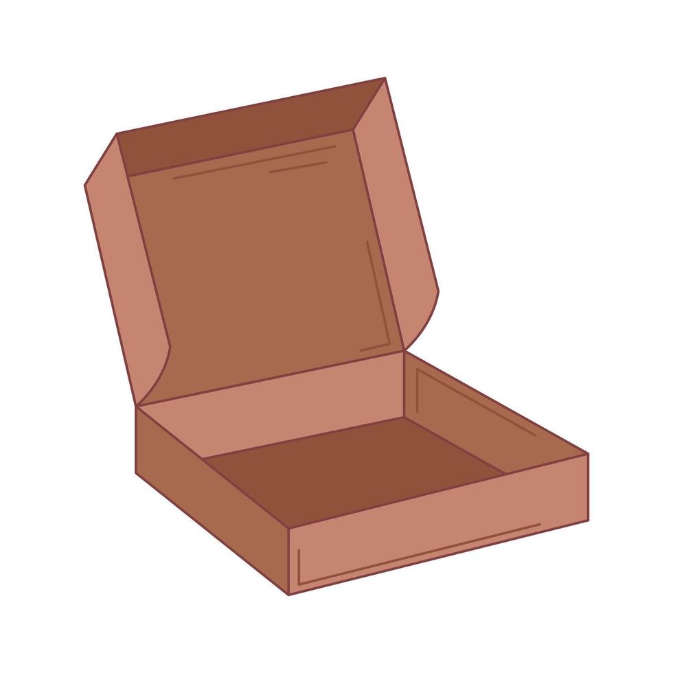 Eco packaging in flat design. Empty open cardboard box for pizza delivery. illustration isolated. vector