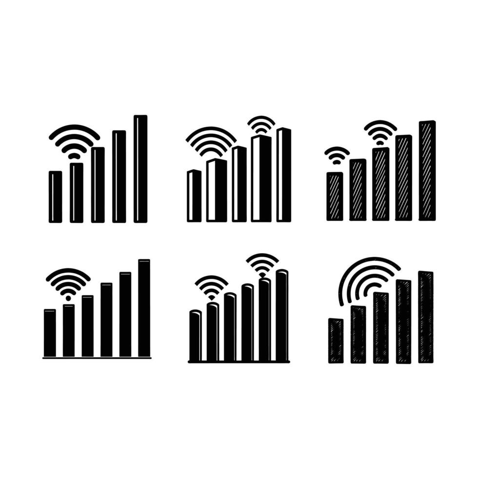 Signal Strength and Linocut Silhouette Design vector