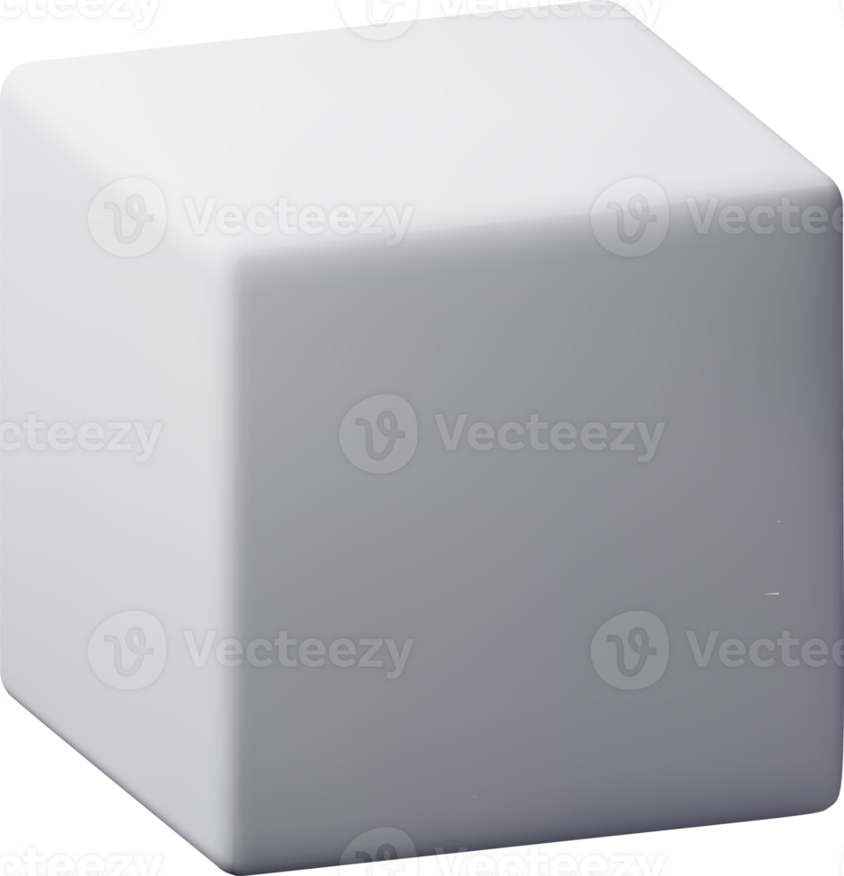 3d white simple cube figure png