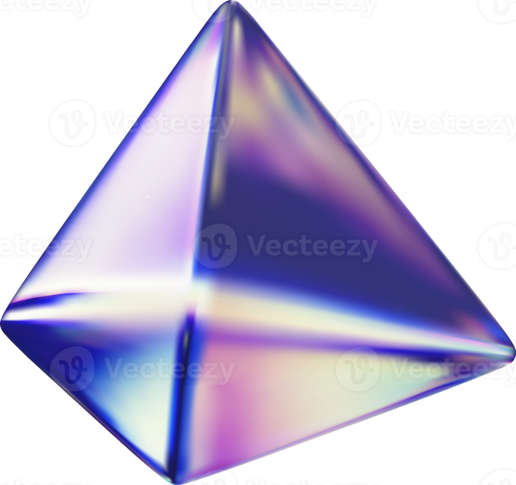 3d holographic geometric figure, glass shape triangle png