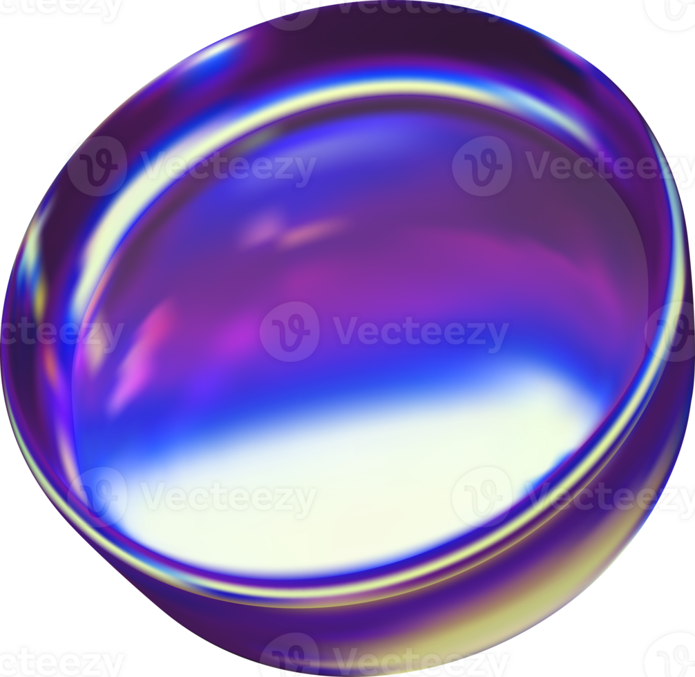3d glass round icon with holographic effect png