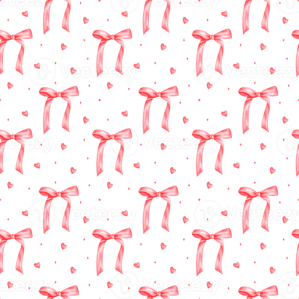 Red Bow Seamless Pattern - Watercolor Illustration for Coquette Style png