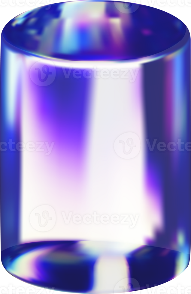 3d holographic geometric figure, glass shape cylinder png