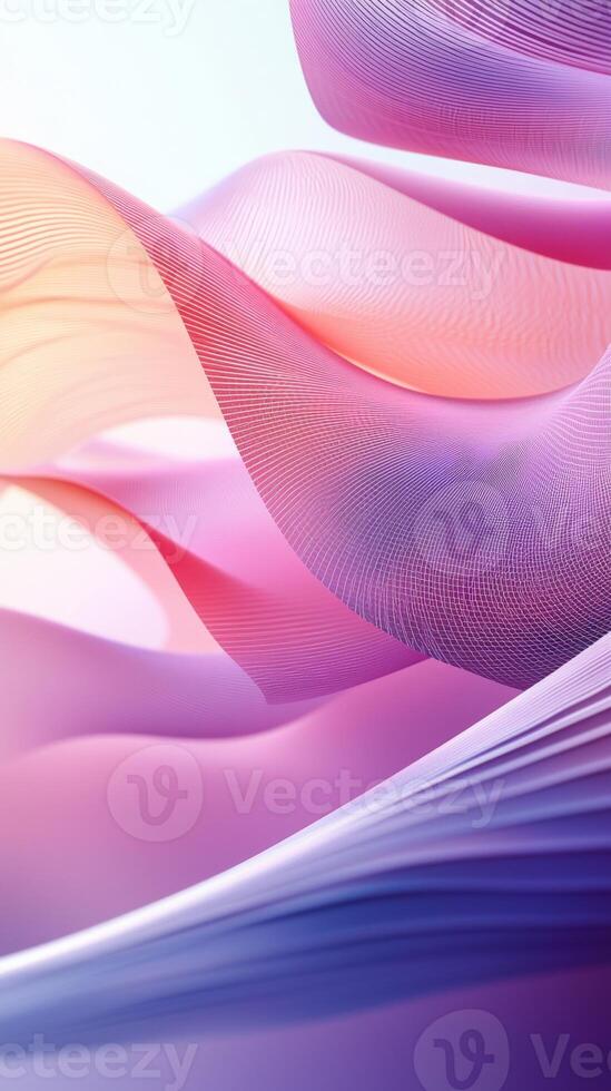 Abstract flowing ribbons in shades of pink and purple on a light background, photo