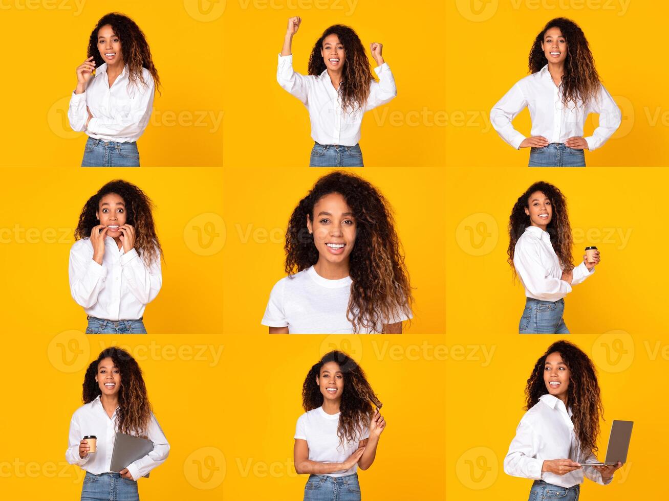 A vibrant collection showcases diverse individuals expressing happiness across various activities. photo
